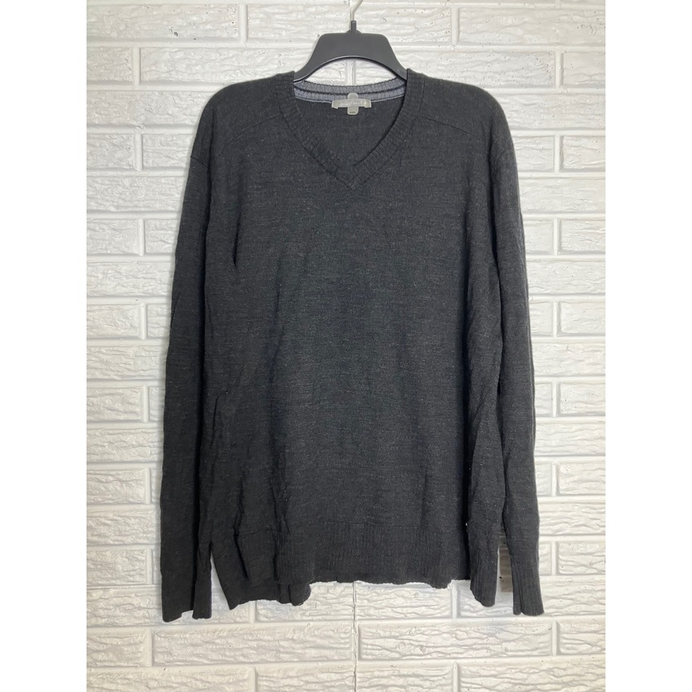 Smartwool merino wool blend v-neck sweater charcoal gray men's size XXL winter‎